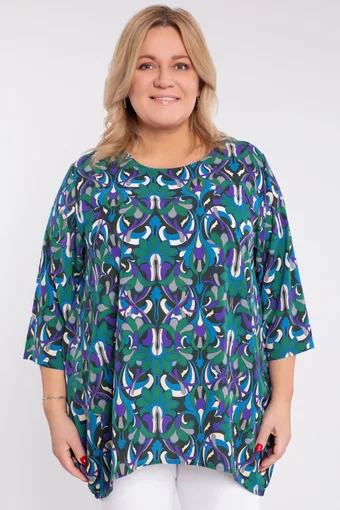 Bluza z vijoličnim in zelenim vzorcem