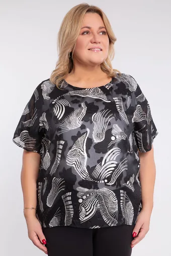 Črna bluza z belim vzorcem