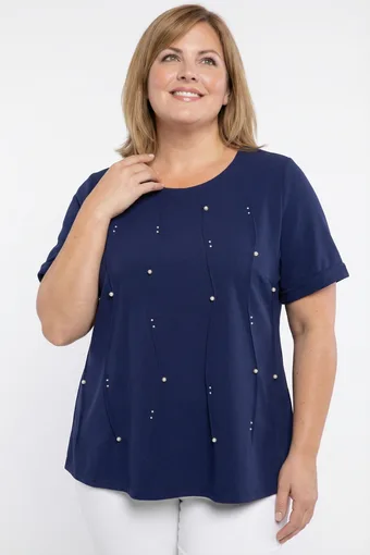 Temno modra bluza z biseri