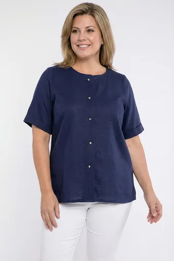 Temno modra bluza z gumbi