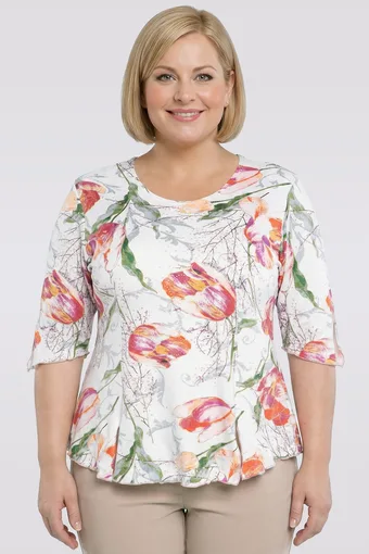 Bela bluza s tulipani