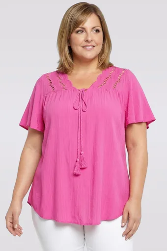 Roza bluza s kravato