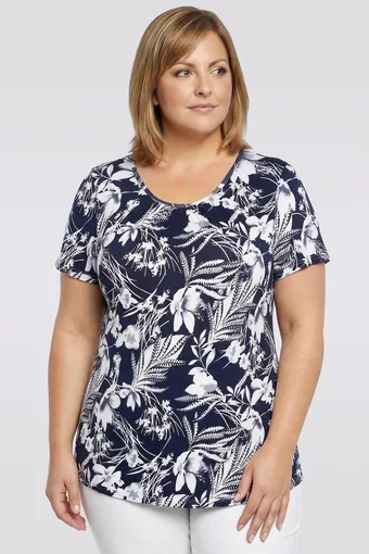 Temno modra bluza z belim vzorcem