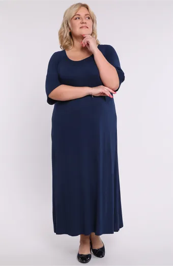 Dolga obleka v temno mornarsko modri barvi