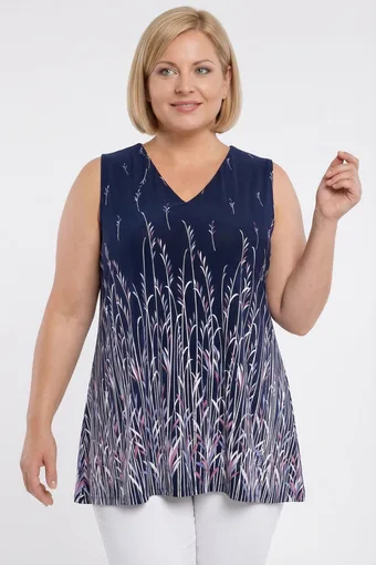 Temno modra bluza z vijoličnimi vzorci