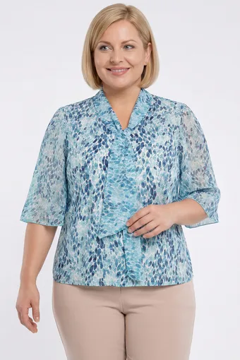Svetlo modra vzorčasta bluza z vezalko