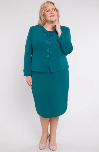 Tridelni zeleni peplum kostim