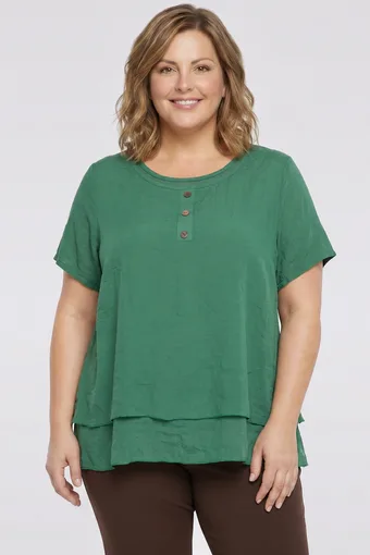 Zelena enobarvna bluza z gumbi