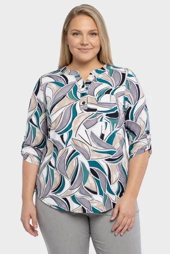 Temno modra in bela bluza