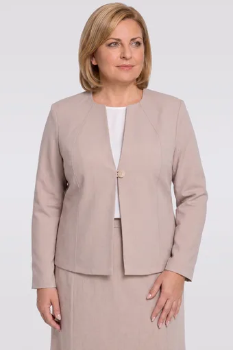 Bež lanena blazer z žepi