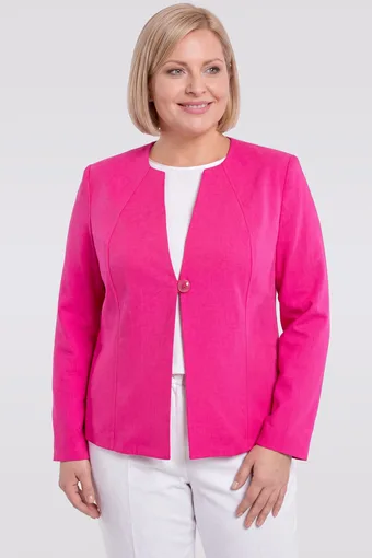 Rožnata lanena blazer z žepi
