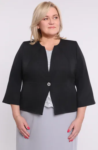 Črna jakna z okrasnim gumbom