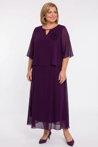 Elegantna vijolična obleka z okrasjem