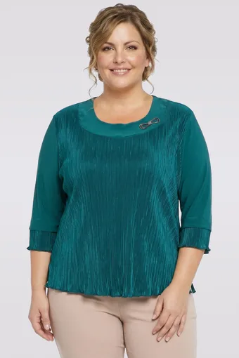 Zelena priložnostna bluza z naborki