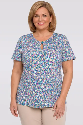 Modra bluza z majhnimi rožicami