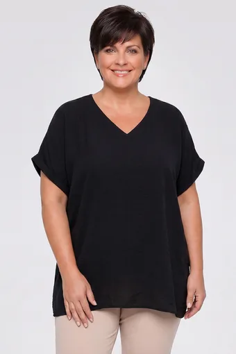 Črna bluza s kratkimi rokavi