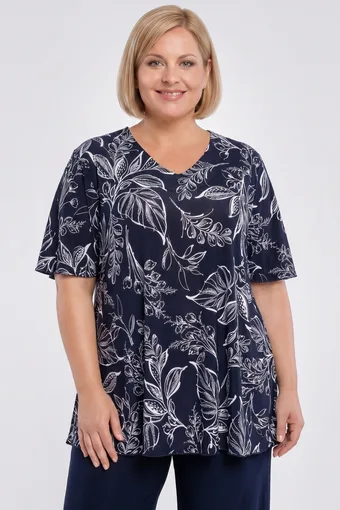 Temno modra bluza z listi