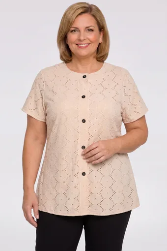 Bež bluza z okrasnimi gumbi