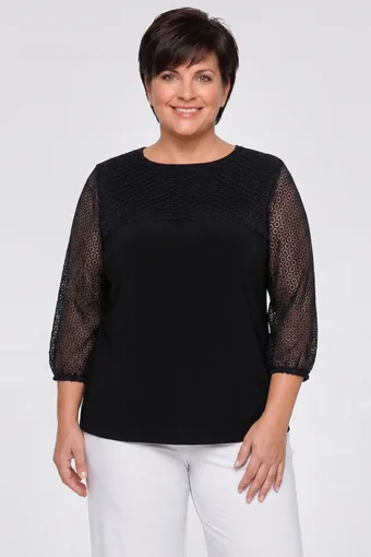 Črna bluza z odprtimi rokavi