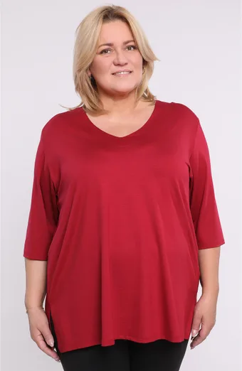 Navadna bordo bluza z V-izrezom