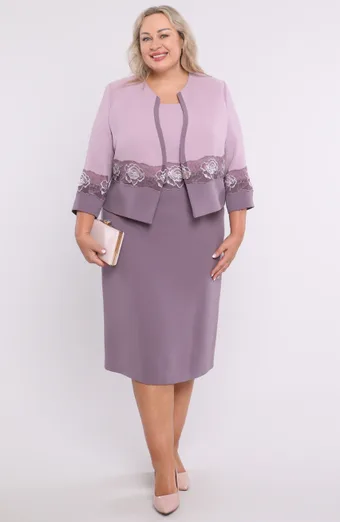 Elegantna lila obleka z vrtnicami