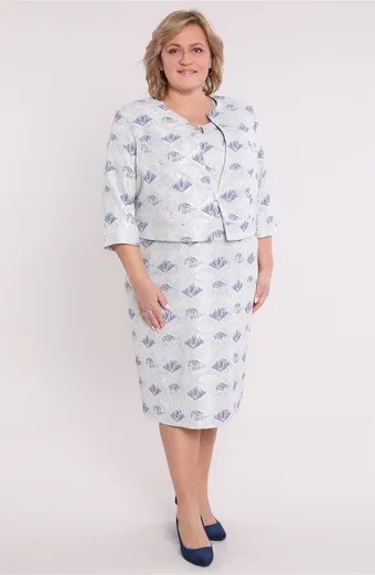 Elegantna mornarsko modra obleka z vzorcem