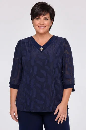 Temno modra bluza z vzorcem