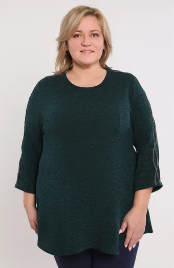 Zelena topla bluza s srebrnim vzorcem