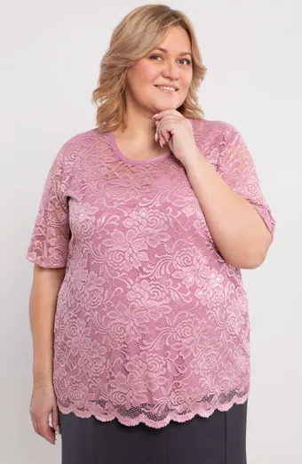 Roza bluza s cvetlično čipko