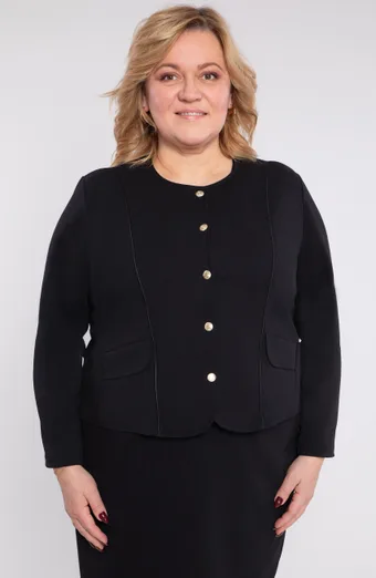 Črna jakna z okrasnimi gumbi