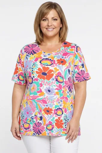 Preprosta bluza z barvitimi vzorci