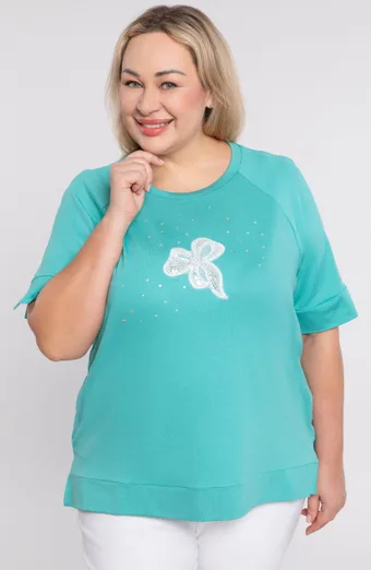 Svetlo modra bluza z našitkom