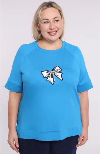 Modra bluza z našitkom