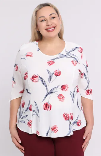 Bela bluza s tulipani