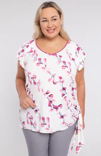 Roza bluza s cvetlično kravato