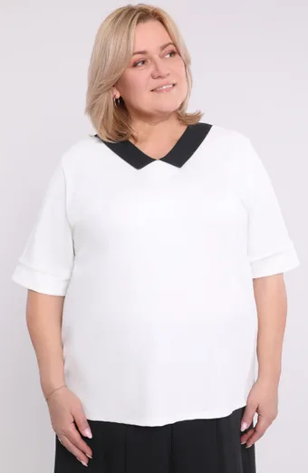 Bela bluza s črnim ovratnikom