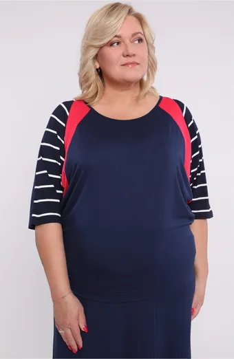 Temno modra črtasta bluza