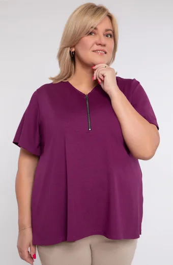 Vijolična bluza z zadrgo