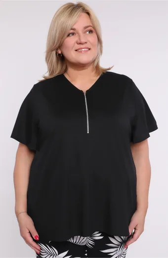 Črna bluza z zadrgo