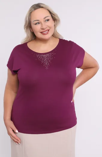 Vijolična bluza z netopirjevimi krili in srebrnimi okraski