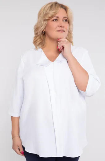 Lanena ohlapna bluza v beli barvi