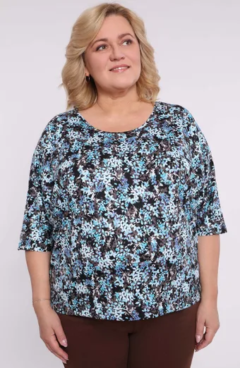 Modra cvetlična bluza z zavezovanjem