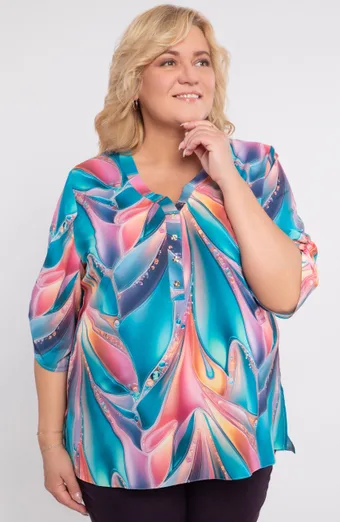 Bluza z roza in modrimi vzorci