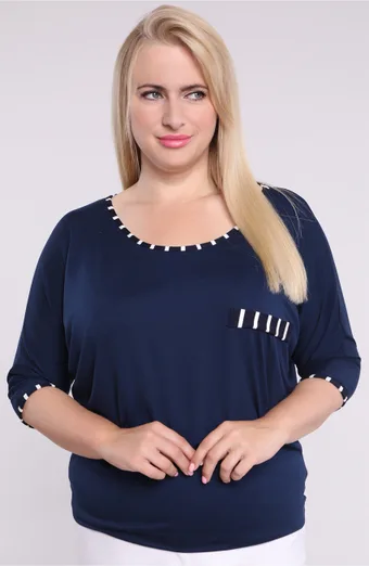 Temno modra črtasta bluza