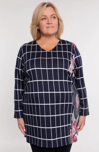 Temno modra karirasta tunika