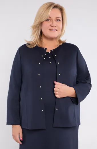 Temno modra blazer z biseri