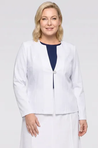 Bela lanena blazer z žepi