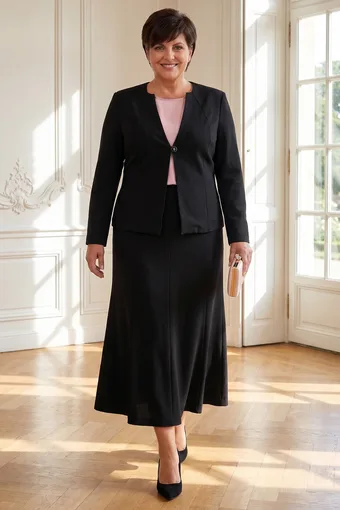 Črna lanena blazer z žepi