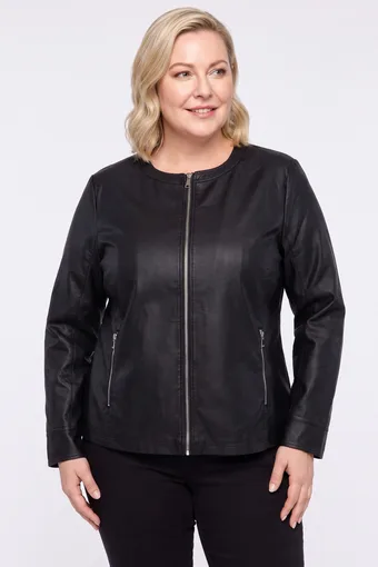 Klasična črna biker jakna z žepi