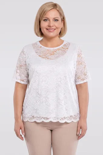 Bela cvetlična čipkasta bluza